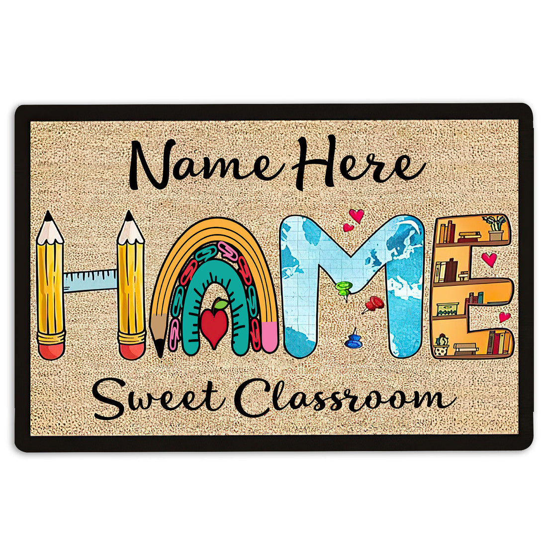 Ohaprints-Doormat-Outdoor-Indoor-Home-Sweet-Classroom-Best-Teacher-Custom-Personalized-Name-Rubber-Door-Mat-514-18'' x 30''