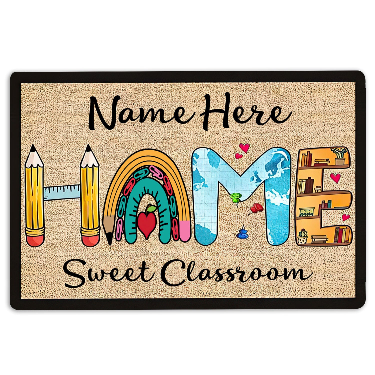 Ohaprints-Doormat-Outdoor-Indoor-Home-Sweet-Classroom-Best-Teacher-Custom-Personalized-Name-Rubber-Door-Mat-514-18'' x 30''