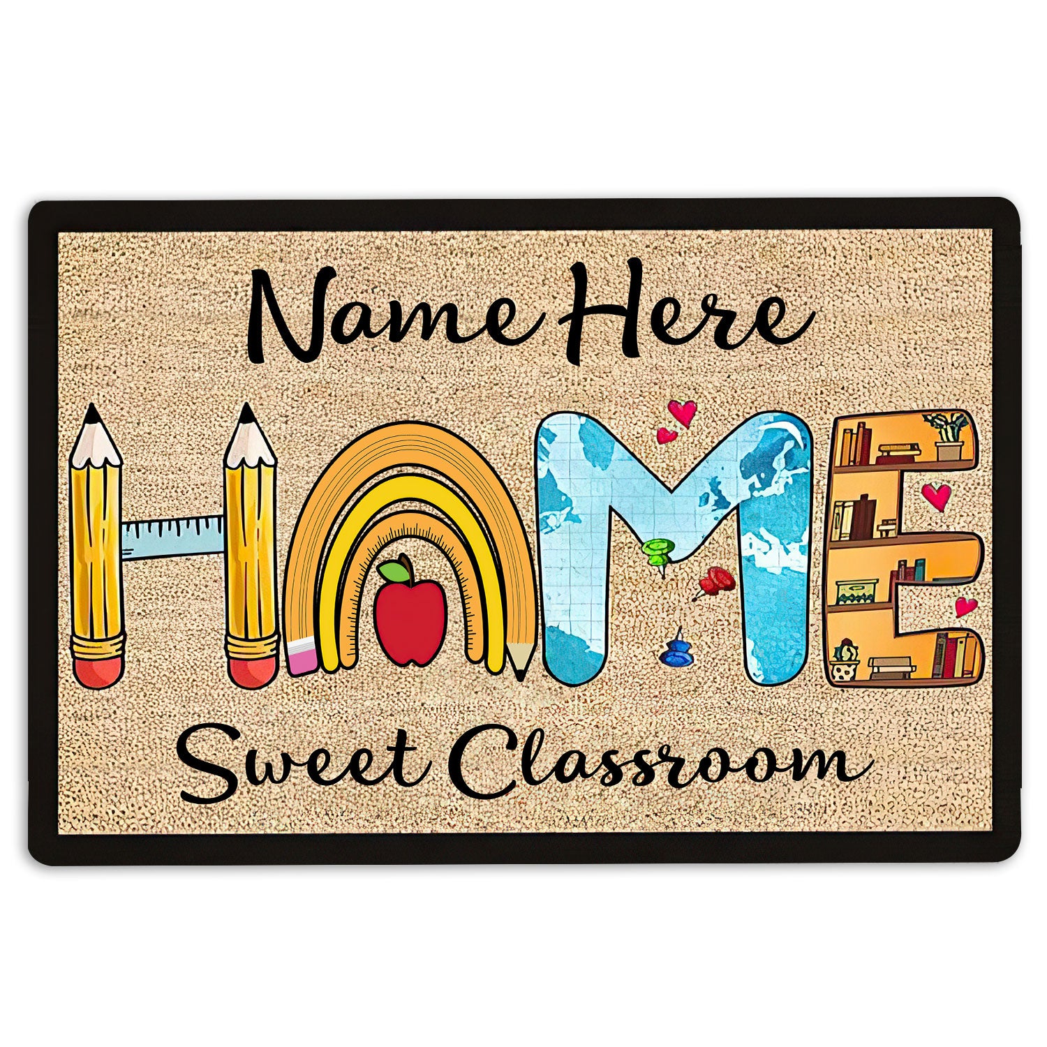 Ohaprints-Doormat-Outdoor-Indoor-Home-Sweet-Classroom-Pencil-Rainbow-Custom-Personalized-Name-Rubber-Door-Mat-516-18'' x 30''