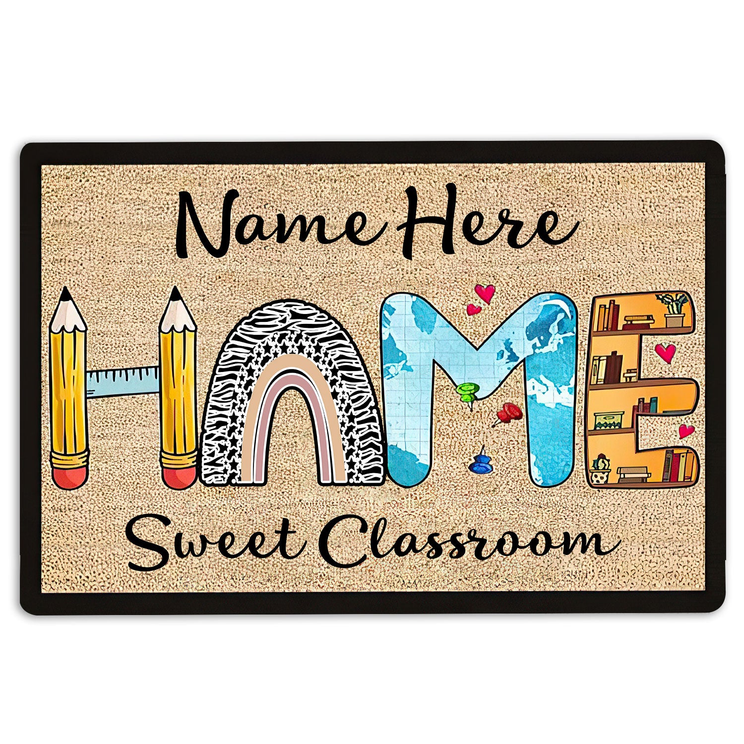 Ohaprints-Doormat-Outdoor-Indoor-Home-Sweet-Classroom-Teacher-Life-Custom-Personalized-Name-Rubber-Door-Mat-518-18'' x 30''