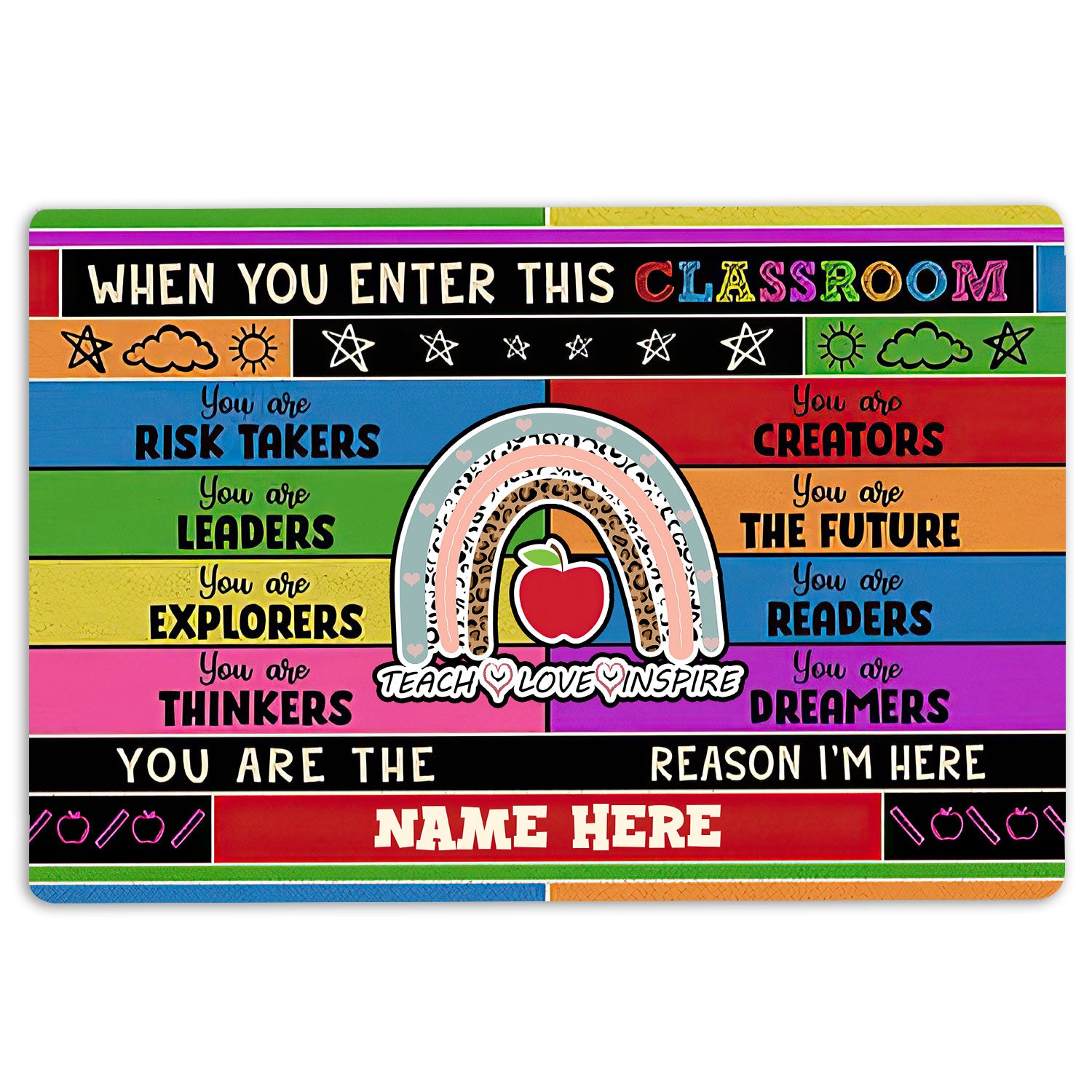 Ohaprints-Doormat-Outdoor-Indoor-Welcome-To-Classroom-Teach-Inspire-Custom-Personalized-Name-Rubber-Door-Mat-521-18'' x 30''