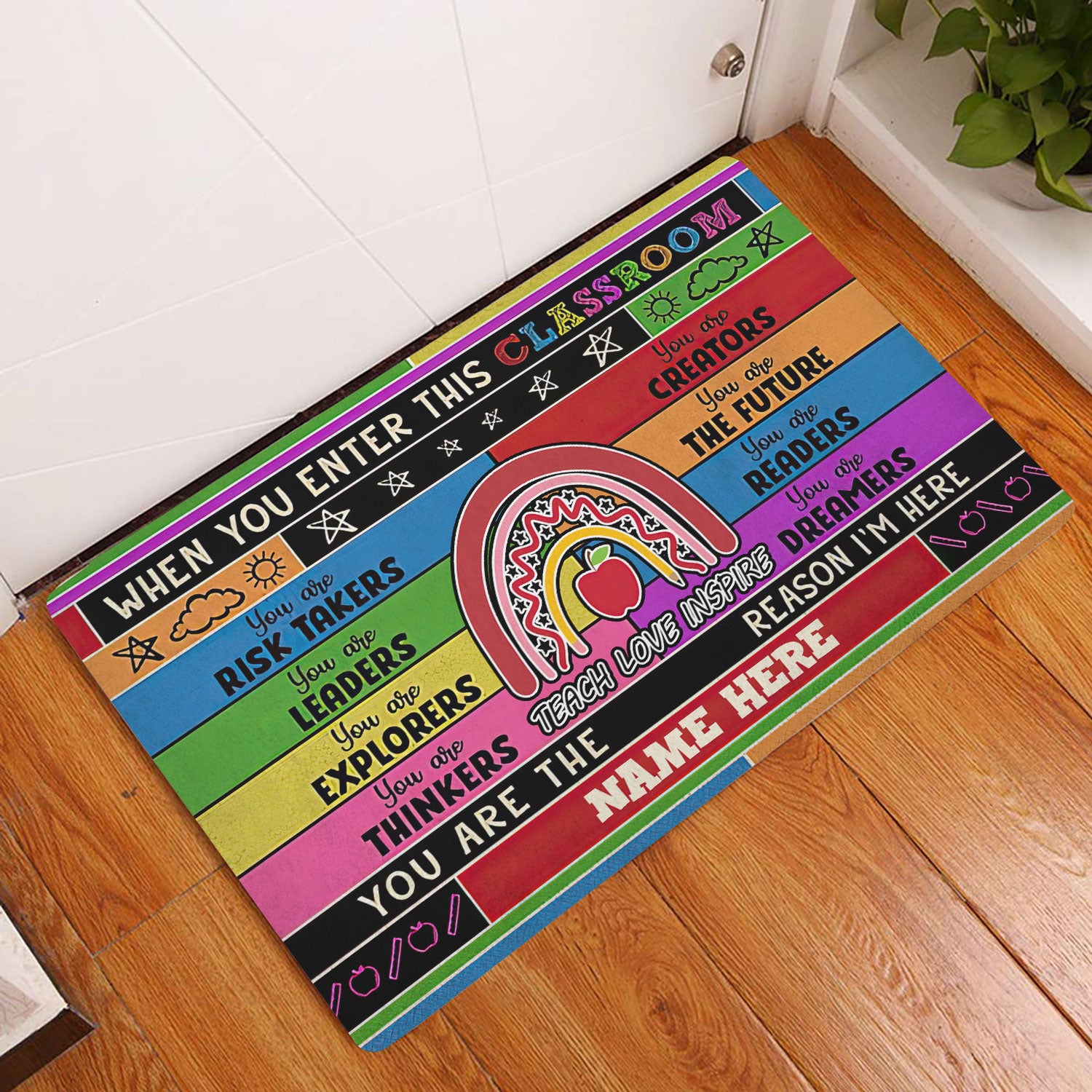 Ohaprints-Doormat-Outdoor-Indoor-Welcome-To-Classroom-Apple-Rainbow-Custom-Personalized-Name-Rubber-Door-Mat-522-