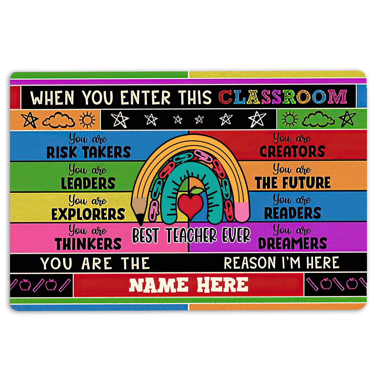 Ohaprints-Doormat-Outdoor-Indoor-Welcome-To-Classroom-Best-Teacher-Custom-Personalized-Name-Rubber-Door-Mat-523-18'' x 30''