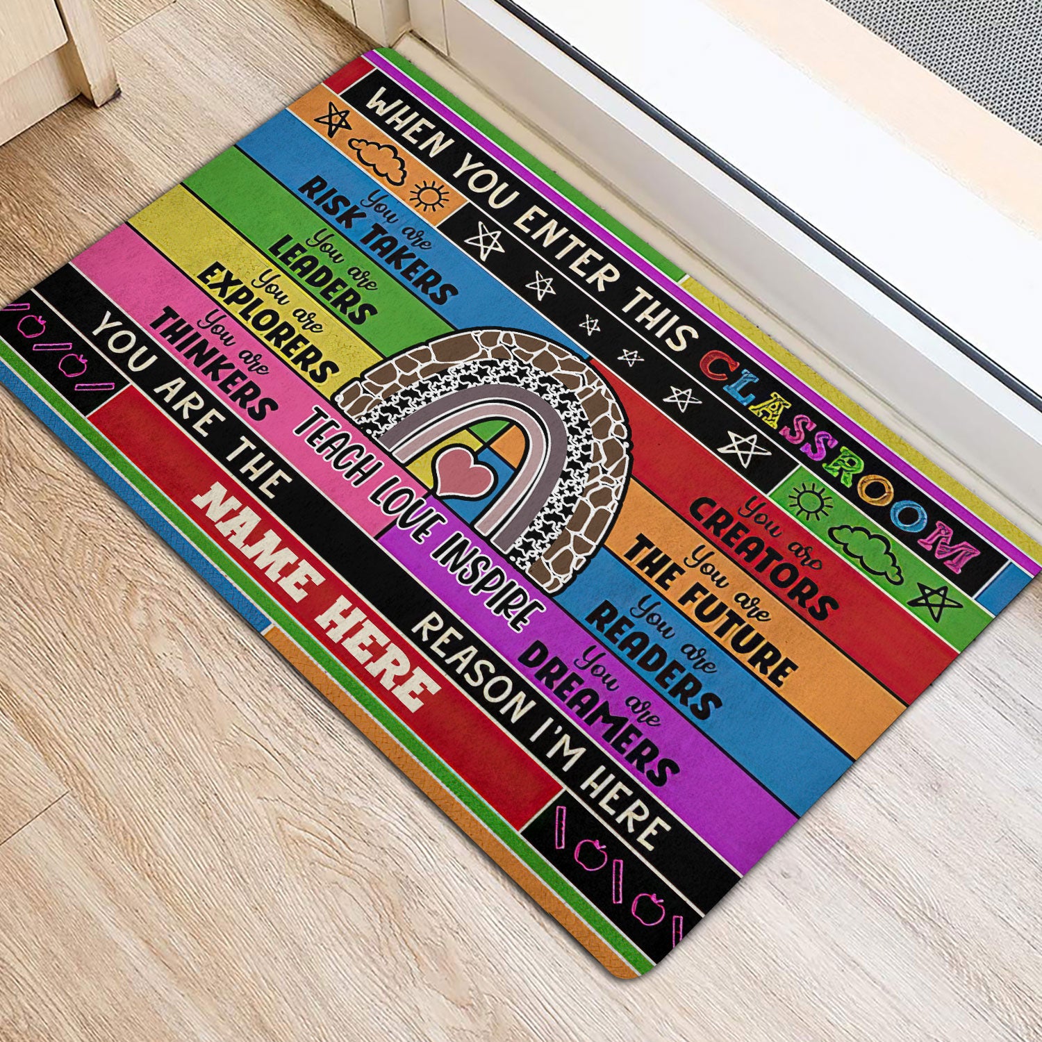 Ohaprints-Doormat-Outdoor-Indoor-Welcome-To-Classroom-Love-Rainbow-Custom-Personalized-Name-Rubber-Door-Mat-524-