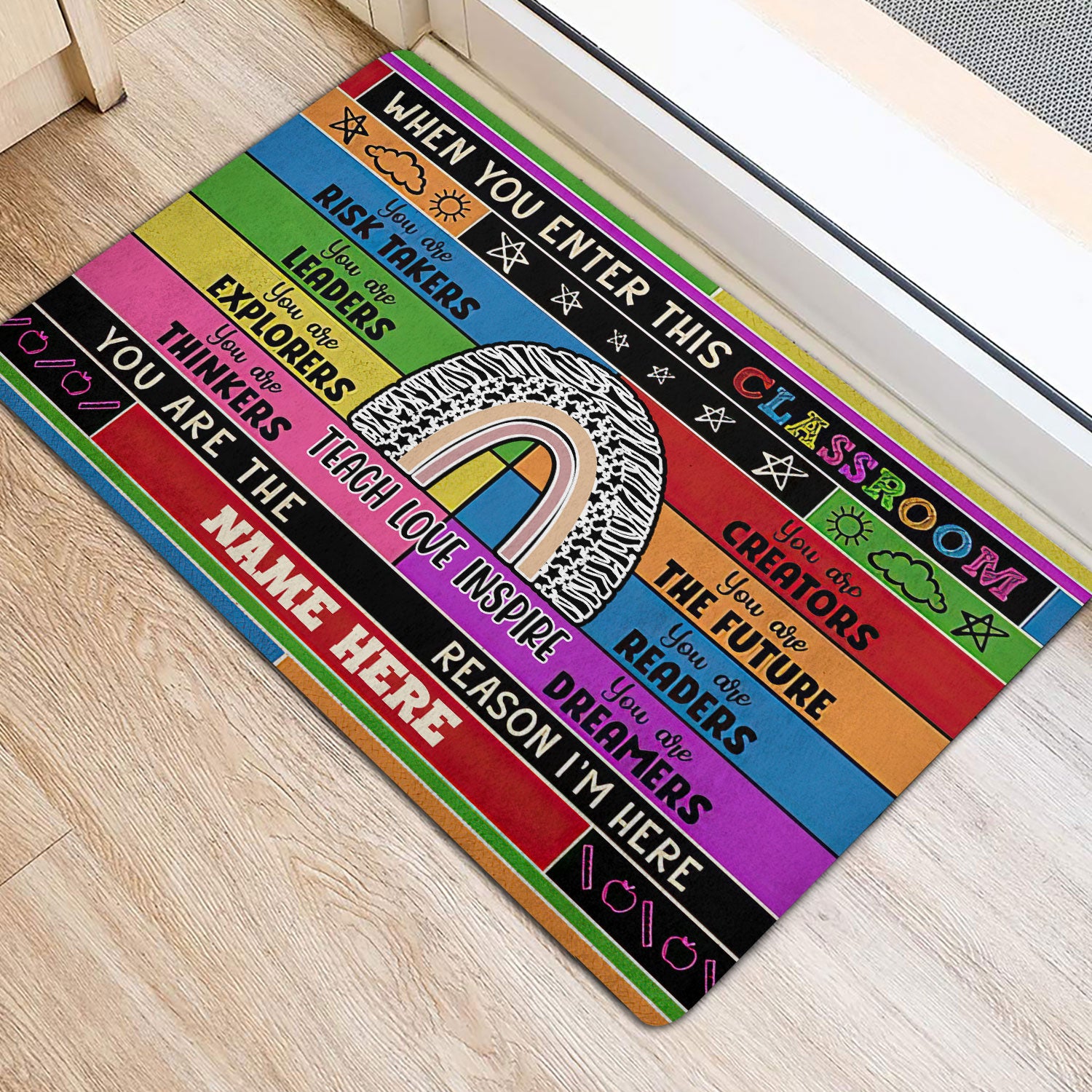 Ohaprints-Doormat-Outdoor-Indoor-Welcome-To-Classroom-Teach-Rainbow-Custom-Personalized-Name-Rubber-Door-Mat-526-