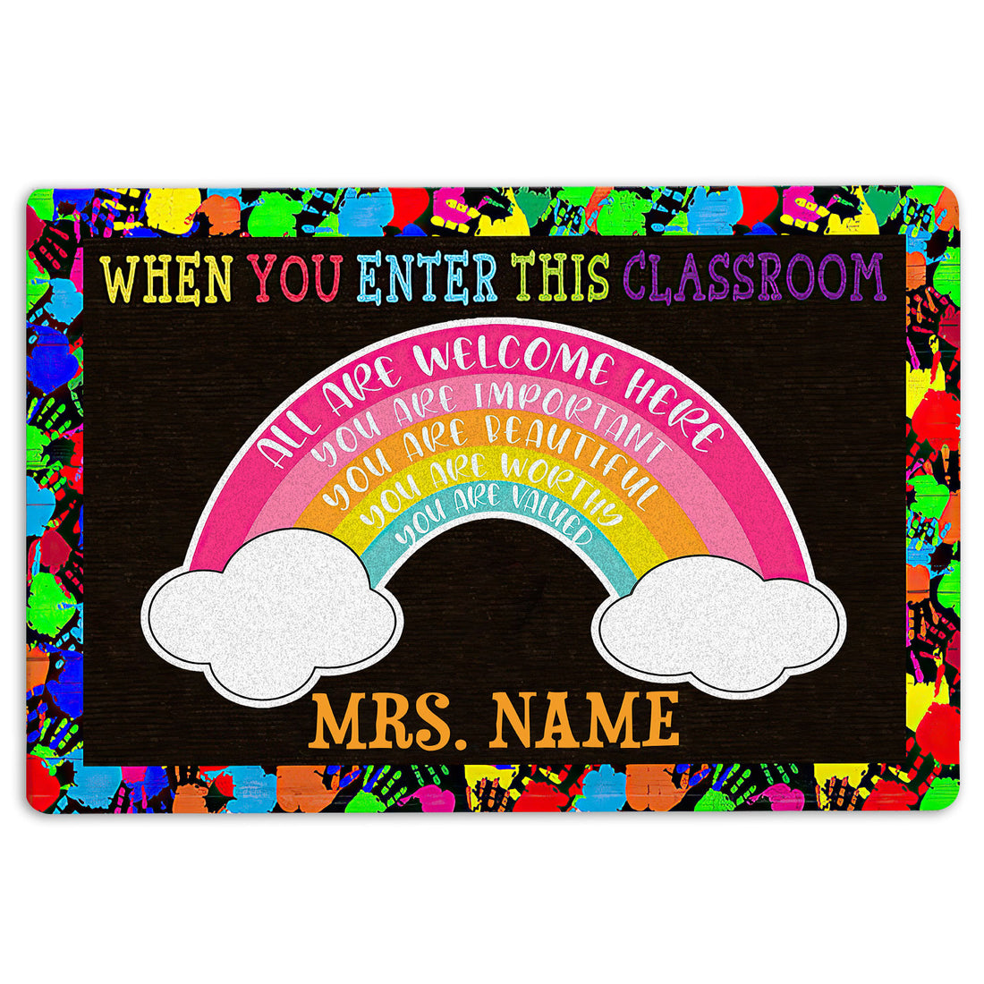 Ohaprints-Doormat-Outdoor-Indoor-You'Re-All-Welcome-Colorful-Rainbow-Custom-Personalized-Name-Rubber-Door-Mat-537-18'' x 30''