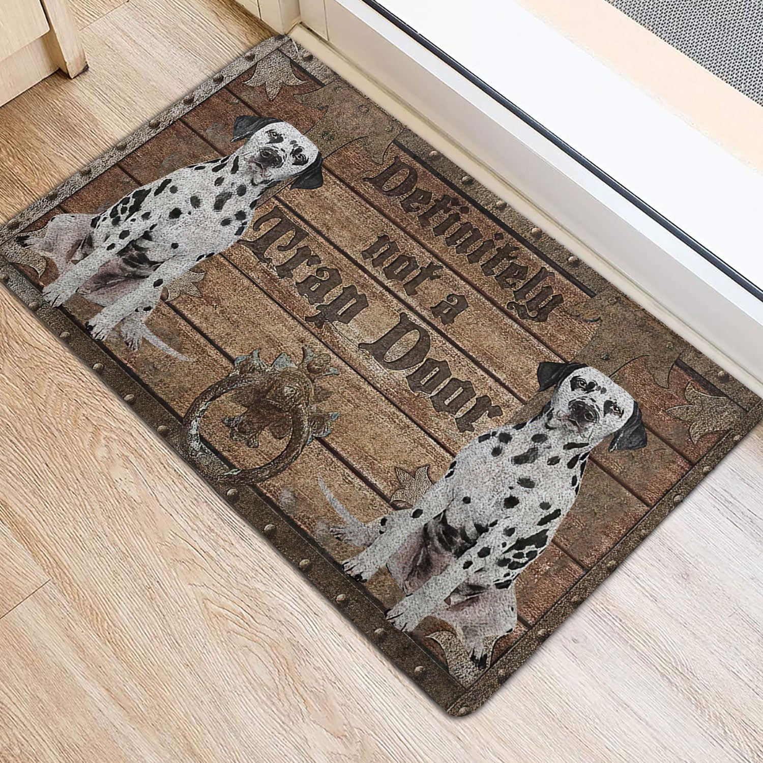 Ohaprints-Doormat-Outdoor-Indoor-Definitely-Not-A-Trap-Door-Dalmatian-Rubber-Door-Mat-1932-