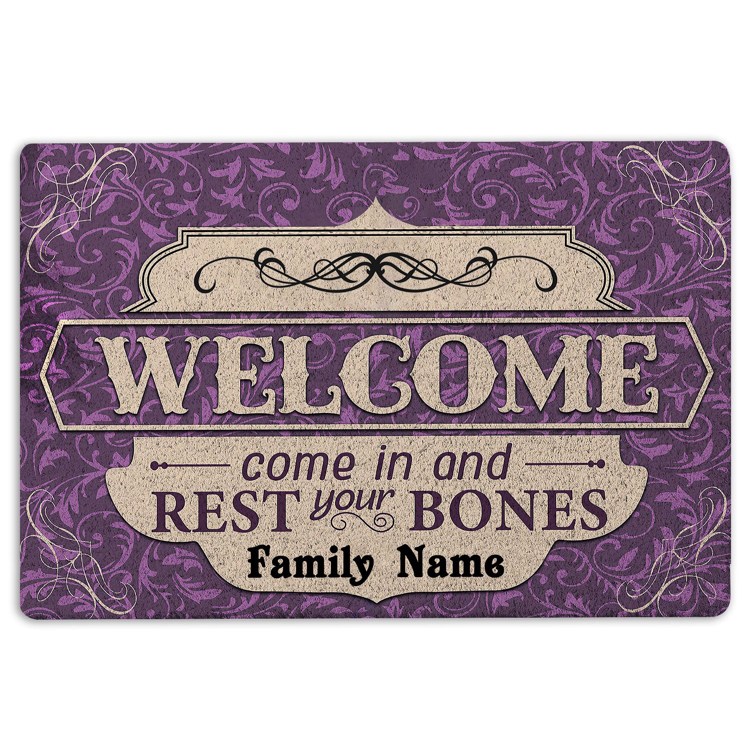 Halloween Doormat  Personalized Halloween Family Welcome Doormat