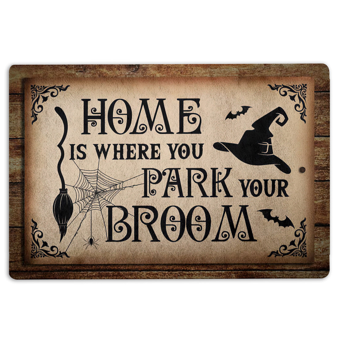 Ohaprints-Doormat-Outdoor-Indoor-Halloween-Home-Is-Where-You-Park-Your-Broom-Rubber-Door-Mat-13-18'' x 30''