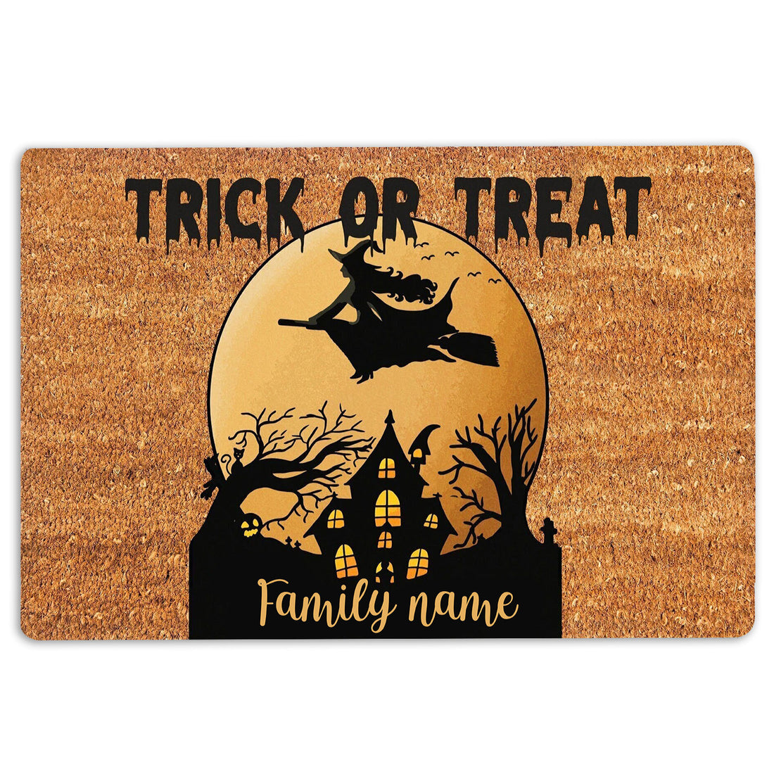 Ohaprints-Doormat-Outdoor-Indoor-Halloween-Haunted-House-Custom-Personalized-Name-Rubber-Door-Mat-25-18'' x 30''