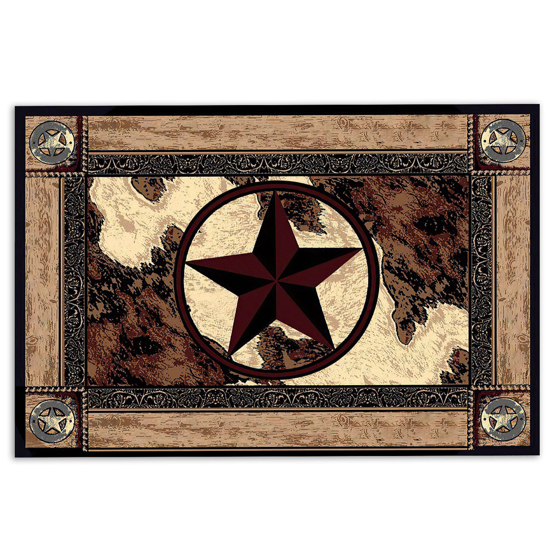 Ohaprints-Doormat-Outdoor-Indoor-Vintage-Brown-Western-Texas-Star-Cowboy-Cowgirl-Retro-Rustic-Rubber-Door-Mat-255-18'' x 30''