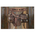 Ohaprints-Doormat-Outdoor-Indoor-Horse-Saddle-Cowboy-Cowgirl-Brown-Wood-Custom-Personalized-Name-Rubber-Door-Mat-448-18'' x 30''