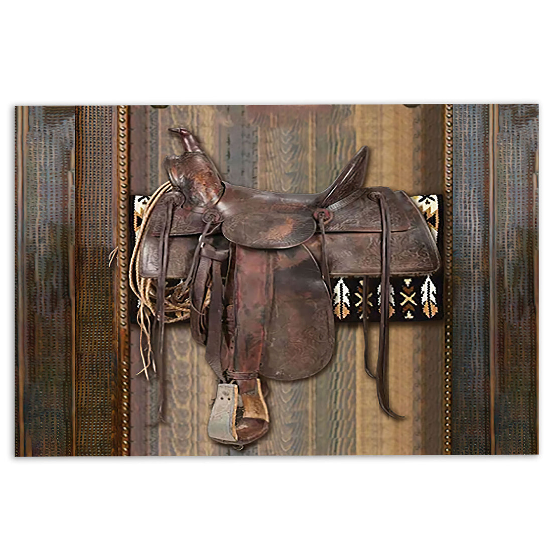 Ohaprints-Doormat-Outdoor-Indoor-Vintage-Horse-Saddle-Cowboy-Cowgirl-Western-Wood-Brown-Gift-Rubber-Door-Mat-306-18'' x 30''