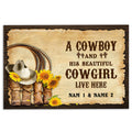 Ohaprints-Doormat-Outdoor-Indoor-Cowboy-Cowgirl-Boots-Couple-Sunflower-Custom-Personalized-Name-Rubber-Door-Mat-449-18'' x 30''