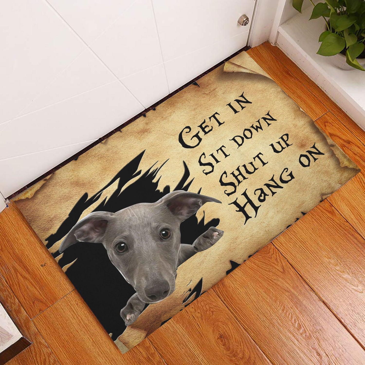 Ohaprints Doormat Outdoor Indoor Animal Pet Lover Grey Whippet Dog