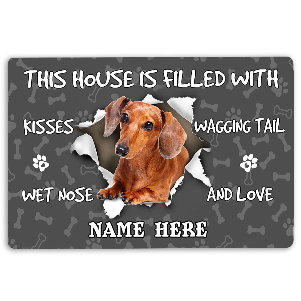 Ohaprints-Doormat-Outdoor-Indoor-Dachshund-Dog-Lover-Pawprint-Grey-Custom-Personalized-Name-Rubber-Door-Mat-1391-18'' x 30''