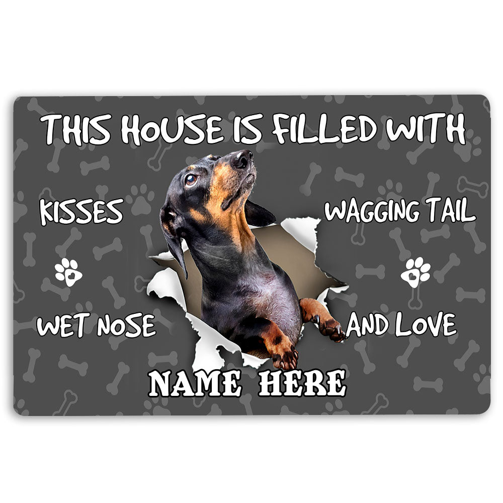 Ohaprints-Doormat-Outdoor-Indoor-Dachshund-Dog-Pet-Lover-Pawprint-Grey-Custom-Personalized-Name-Rubber-Door-Mat-1392-18'' x 30''