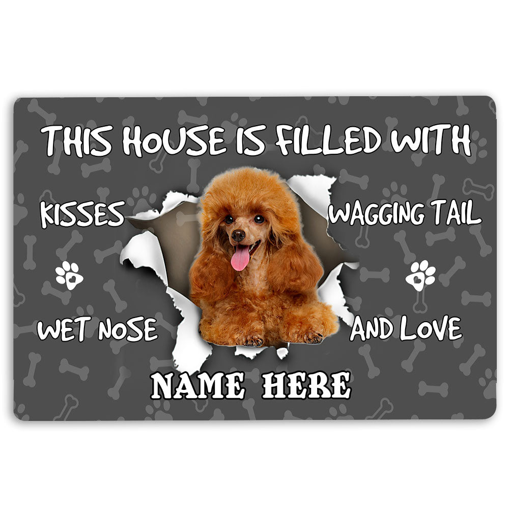 Ohaprints-Doormat-Outdoor-Indoor-Poodle-Dog-Pet-Lover-Pawprint-Grey-Custom-Personalized-Name-Rubber-Door-Mat-1405-18'' x 30''