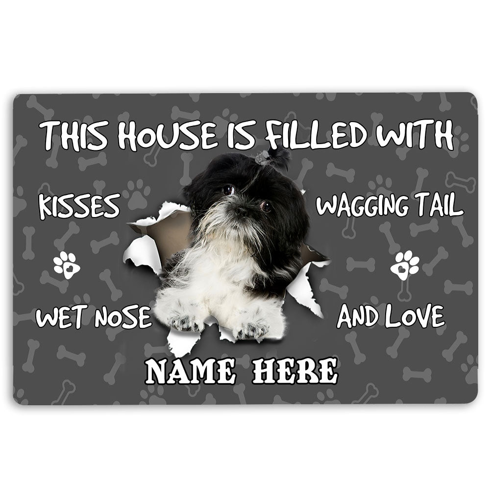 Ohaprints-Doormat-Outdoor-Indoor-Shih-Tzu-Dog-Pet-Lover-Pawprint-Grey-Custom-Personalized-Name-Rubber-Door-Mat-1407-18'' x 30''