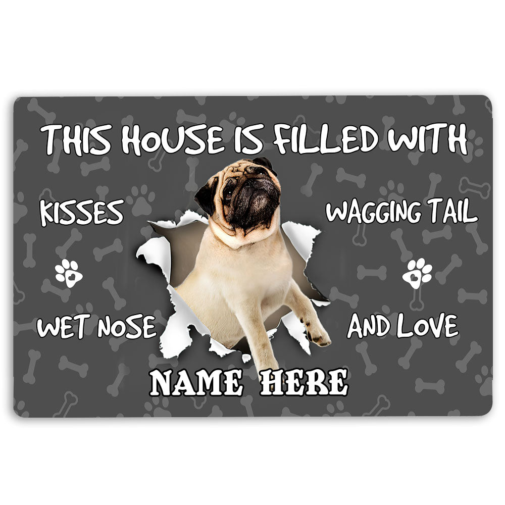 Ohaprints-Doormat-Outdoor-Indoor-Pug-Dog-Pet-Lover-Pawprint-Grey-Custom-Personalized-Name-Rubber-Door-Mat-1408-18'' x 30''