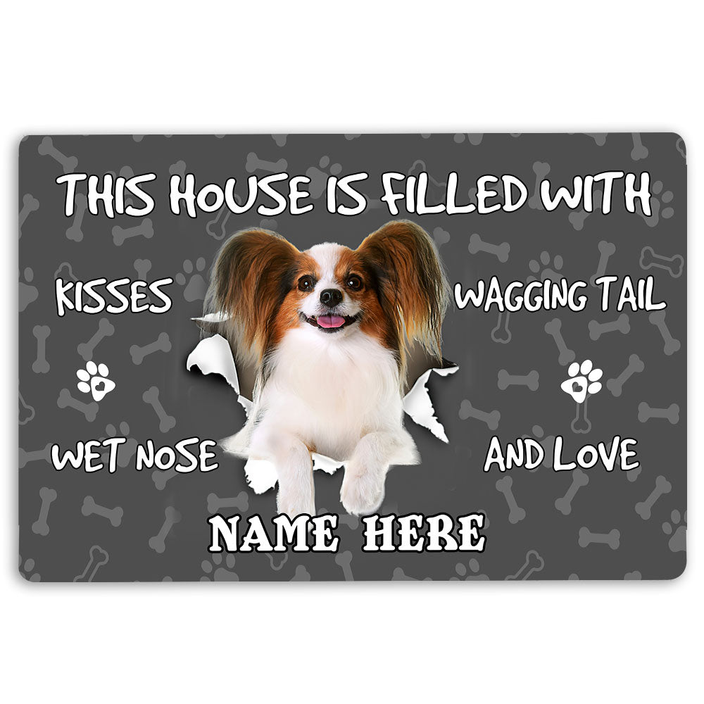 Ohaprints-Doormat-Outdoor-Indoor-Papilon-Dog-Pet-Lover-Pawprint-Grey-Custom-Personalized-Name-Rubber-Door-Mat-1409-18'' x 30''