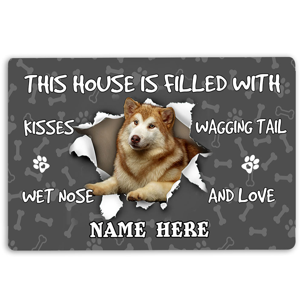 Ohaprints-Doormat-Outdoor-Indoor-Alska-Malamute-Dog-Lover-Pawprint-Grey-Custom-Personalized-Name-Rubber-Door-Mat-1411-18'' x 30''