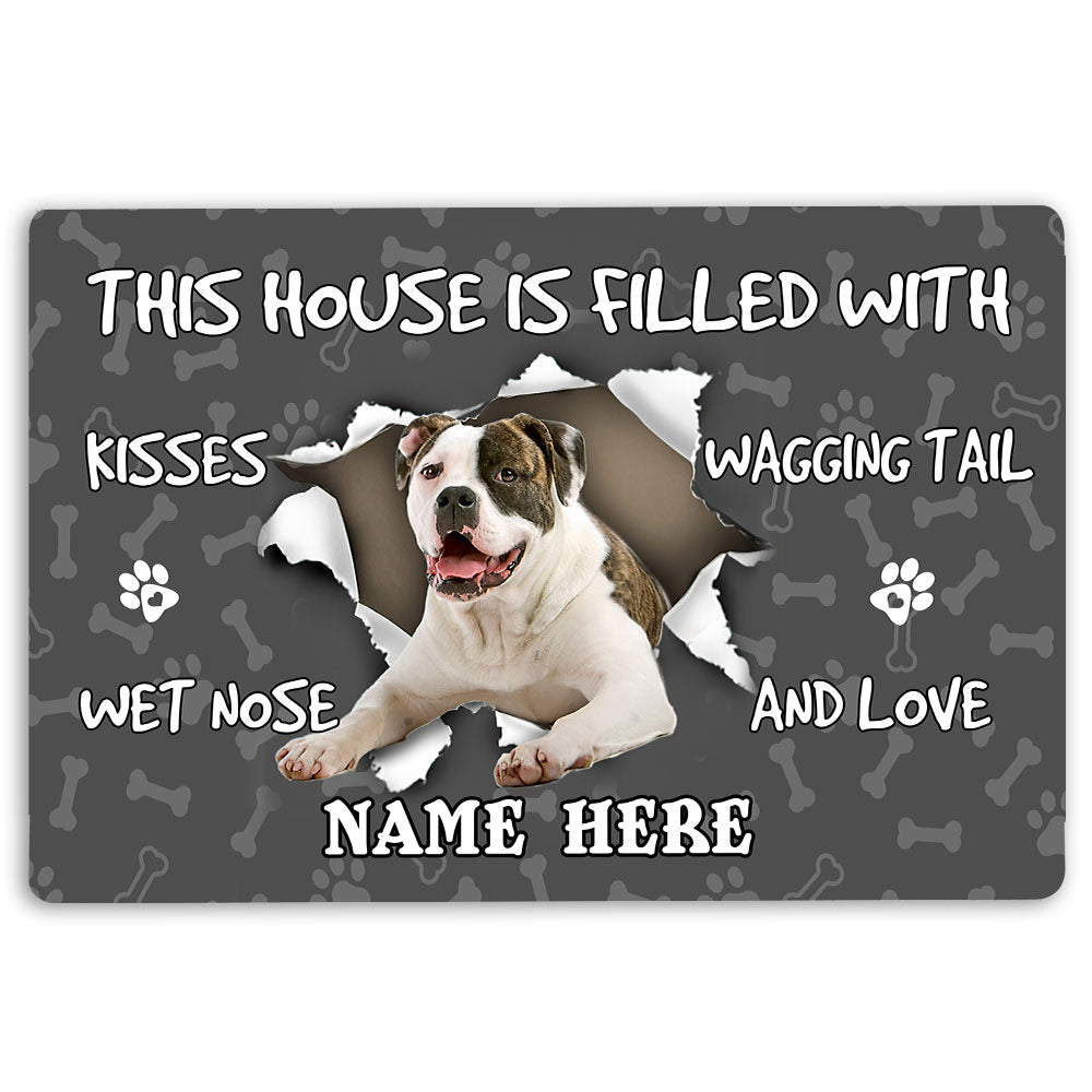 Ohaprints-Doormat-Outdoor-Indoor-American-Bulldog-Dog-Pet-Lover-Pawprint-Custom-Personalized-Name-Rubber-Door-Mat-1412-18'' x 30''