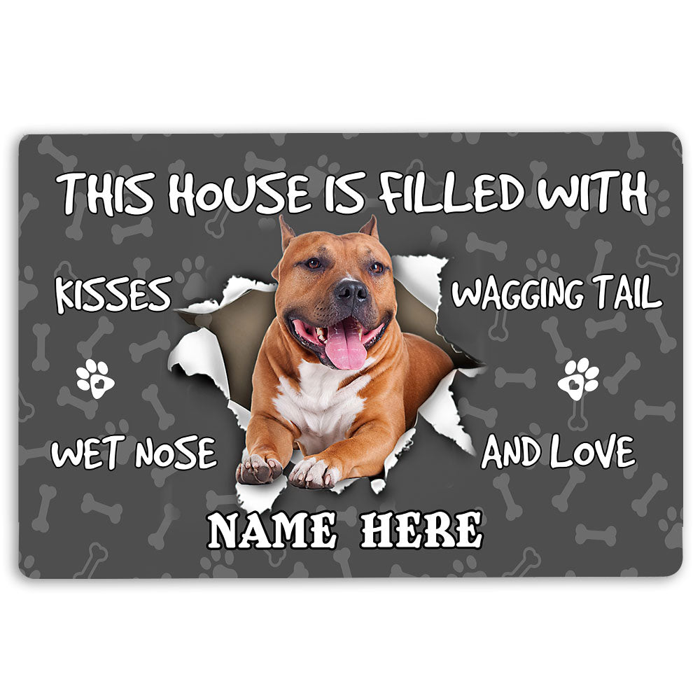 Ohaprints-Doormat-Outdoor-Indoor-American-Staffordshire-Terrier-Dog-Grey-Custom-Personalized-Name-Rubber-Door-Mat-1416-18'' x 30''