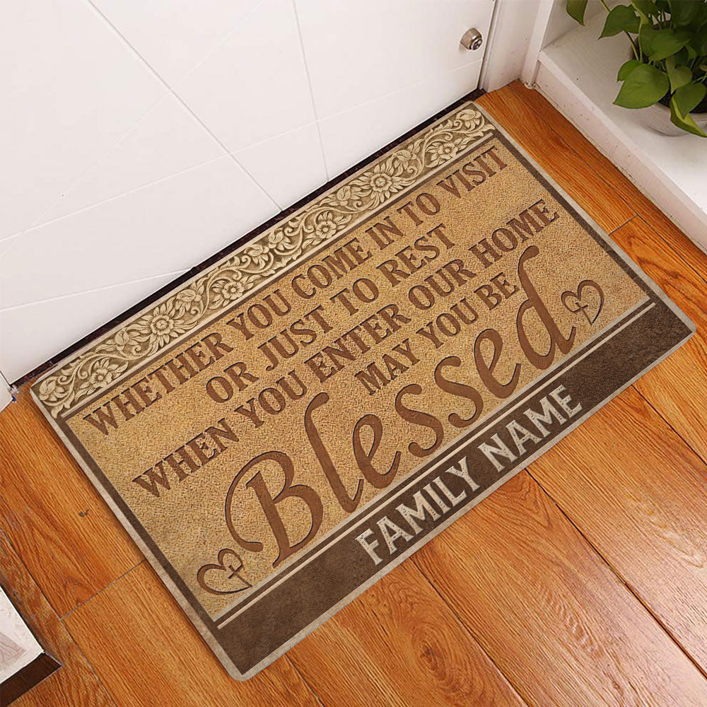 Ohaprints-Doormat-Outdoor-Indoor-Blessed-Home-Closing-Housewarming-Custom-Personalized-Name-Rubber-Door-Mat-545-