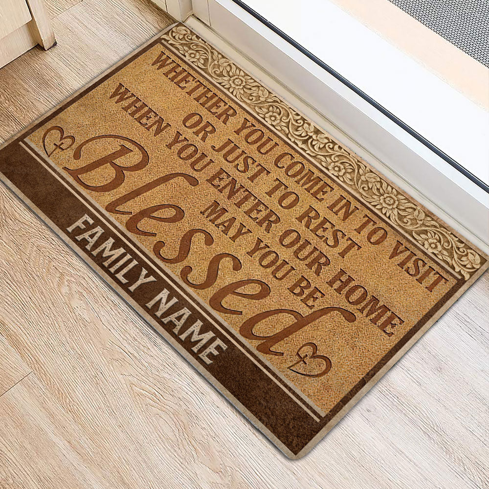 Ohaprints-Doormat-Outdoor-Indoor-Blessed-Home-Closing-Housewarming-Custom-Personalized-Name-Rubber-Door-Mat-545-