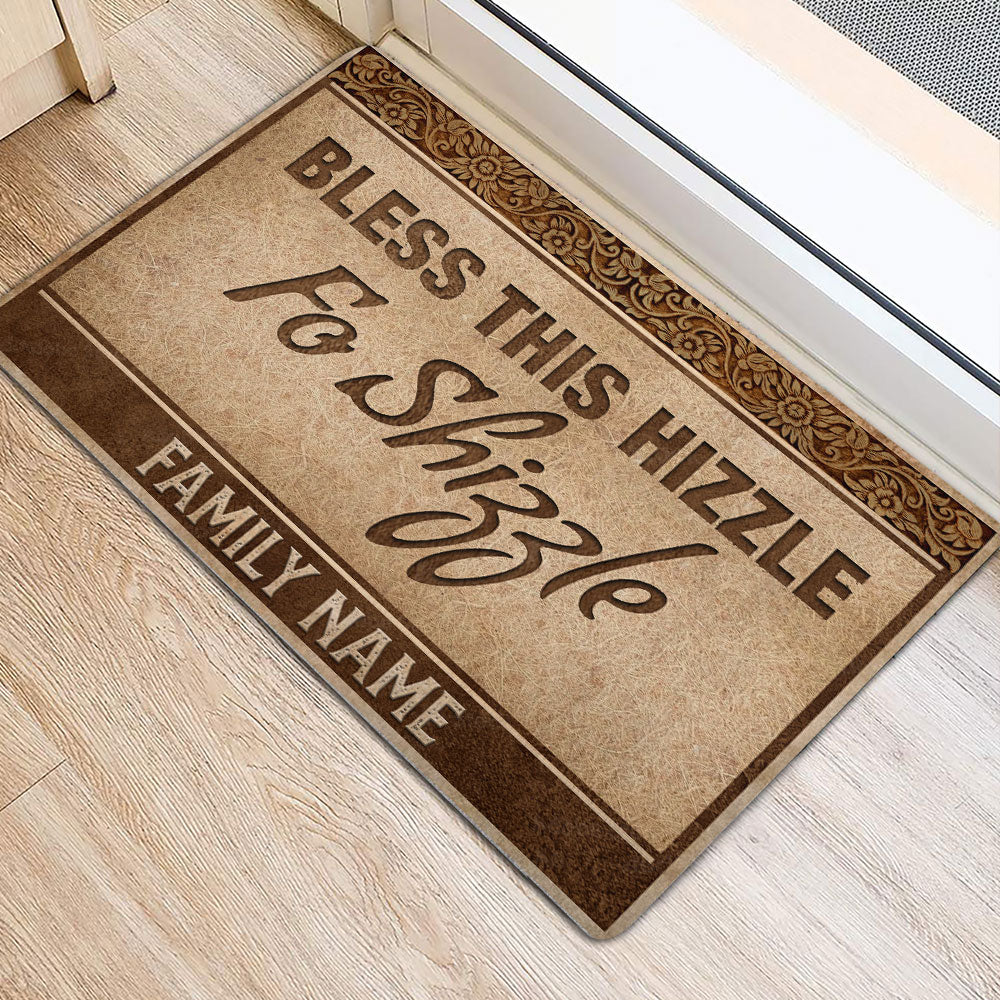 Ohaprints-Doormat-Outdoor-Indoor-Bless-Hizzle-Fo-Shizzle-Funny-Brown-Custom-Personalized-Name-Rubber-Door-Mat-546-