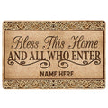 Ohaprints-Doormat-Outdoor-Indoor-Bless-This-Home-Christian-Gift-Brown-Custom-Personalized-Name-Rubber-Door-Mat-547-18'' x 30''