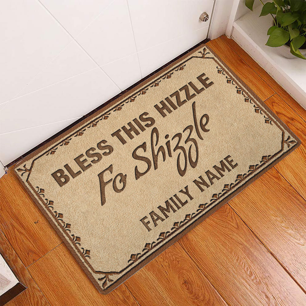 Ohaprints-Doormat-Outdoor-Indoor-Bless-Hizzle-Fo-Shizzle-Christian-Brown-Custom-Personalized-Name-Rubber-Door-Mat-549-