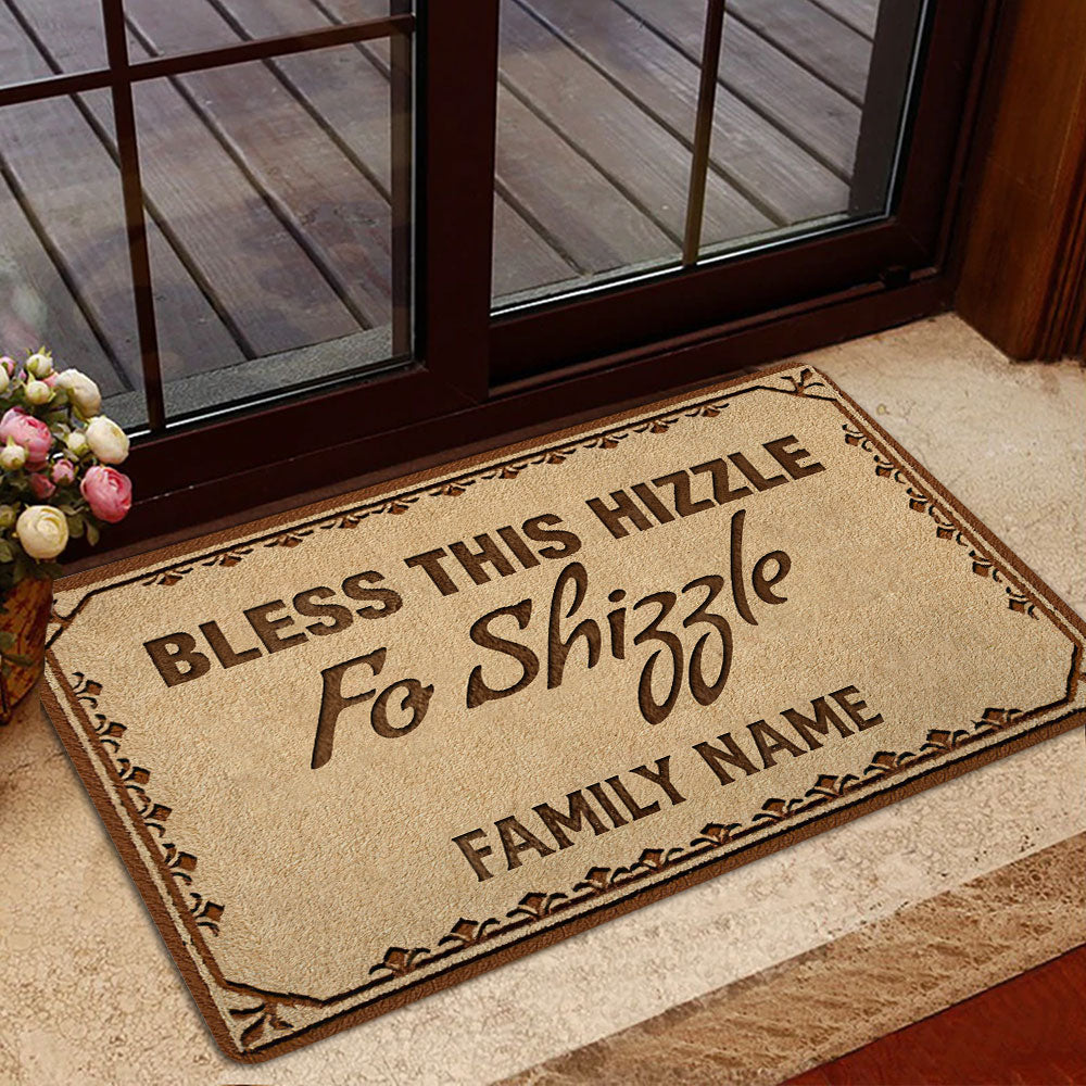 Ohaprints-Doormat-Outdoor-Indoor-Bless-Hizzle-Fo-Shizzle-Christian-Brown-Custom-Personalized-Name-Rubber-Door-Mat-549-