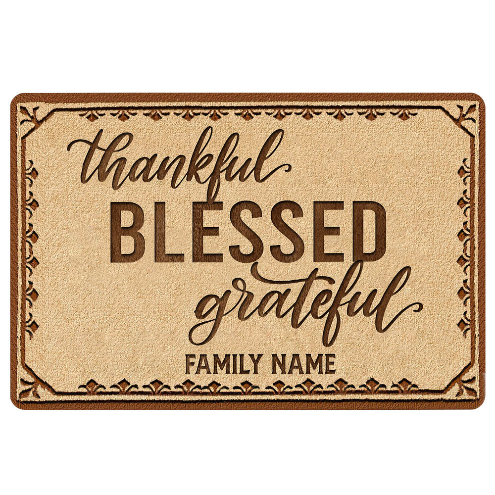 Ohaprints-Doormat-Outdoor-Indoor-Thankful-Blessed-Grateful-Housewarming-Custom-Personalized-Name-Rubber-Door-Mat-550-18'' x 30''