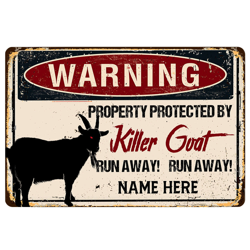 Ohaprints-Doormat-Outdoor-Indoor-Warning-Goat-Farm-Animal-Halloween-Custom-Personalized-Name-Rubber-Door-Mat-555-18'' x 30''