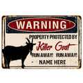 Ohaprints-Doormat-Outdoor-Indoor-Warning-Goat-Farm-Animal-Halloween-Custom-Personalized-Name-Rubber-Door-Mat-555-18'' x 30''