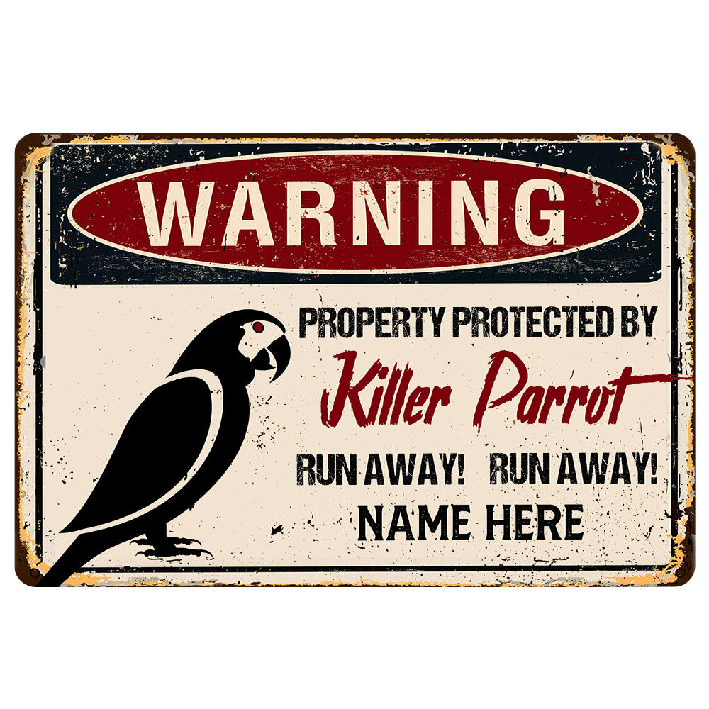 Ohaprints-Doormat-Outdoor-Indoor-Warning-Parrot-Bird-Halloween-Funny-Custom-Personalized-Name-Rubber-Door-Mat-557-18'' x 30''