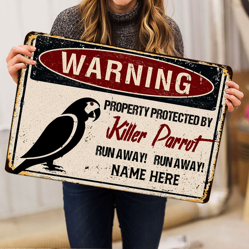 Ohaprints-Doormat-Outdoor-Indoor-Warning-Parrot-Bird-Halloween-Funny-Custom-Personalized-Name-Rubber-Door-Mat-557-