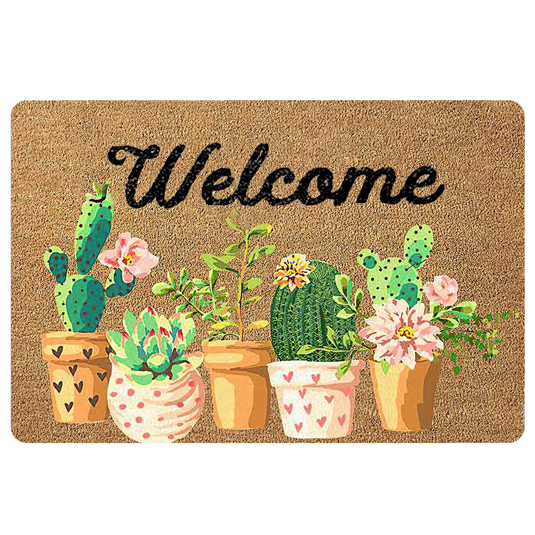 Ohaprints-Doormat-Outdoor-Indoor-Cactus-Succa-Brown-Summer-Season-Plant-Tree-Gardener-Gardening-Rubber-Door-Mat-1641-18'' x 30''