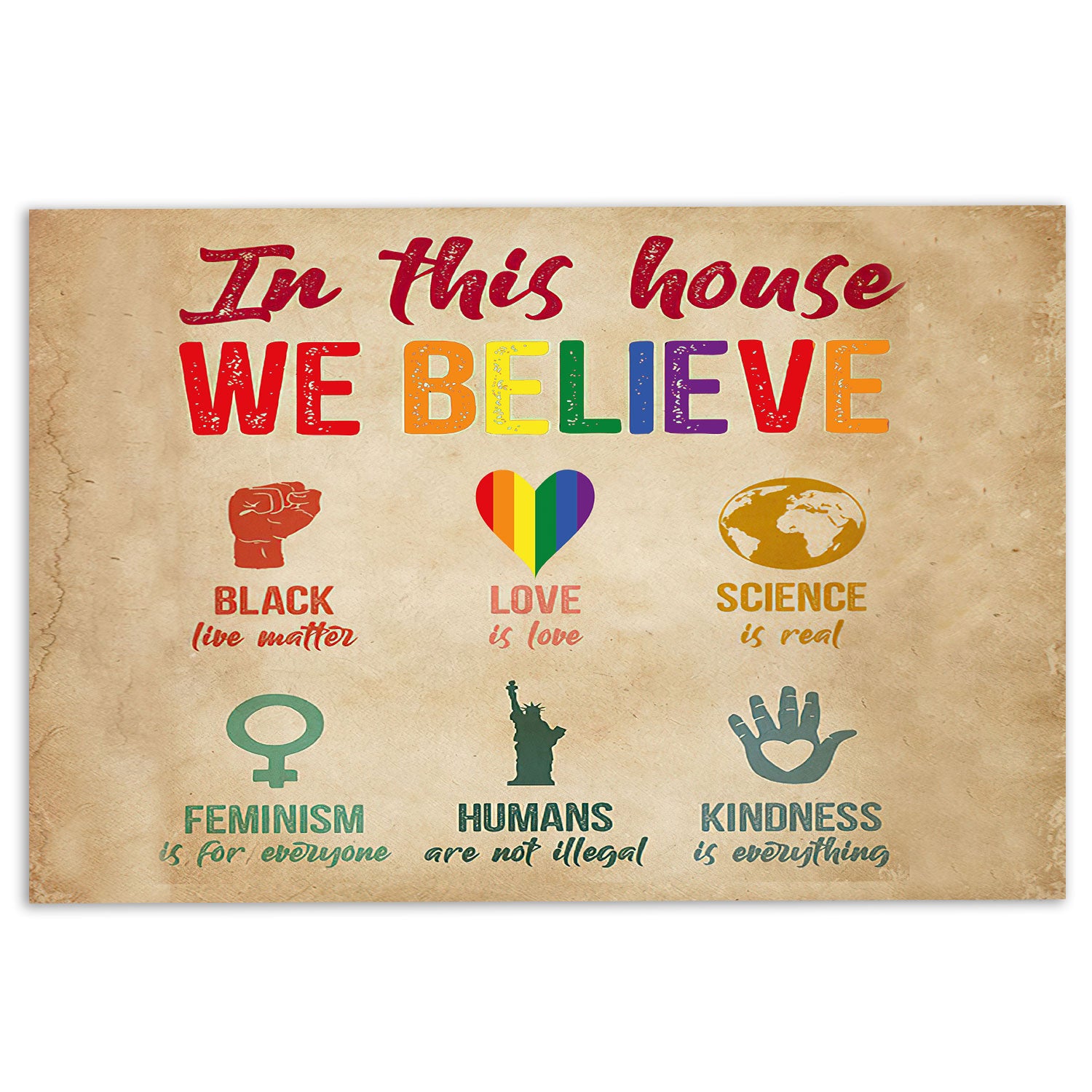 Ohaprints-Doormat-Outdoor-Indoor-Lgbt-Pride-Support-Gift-In-This-House-Blm-Love-Is-Love-Brown-Rubber-Door-Mat-796-18'' x 30''