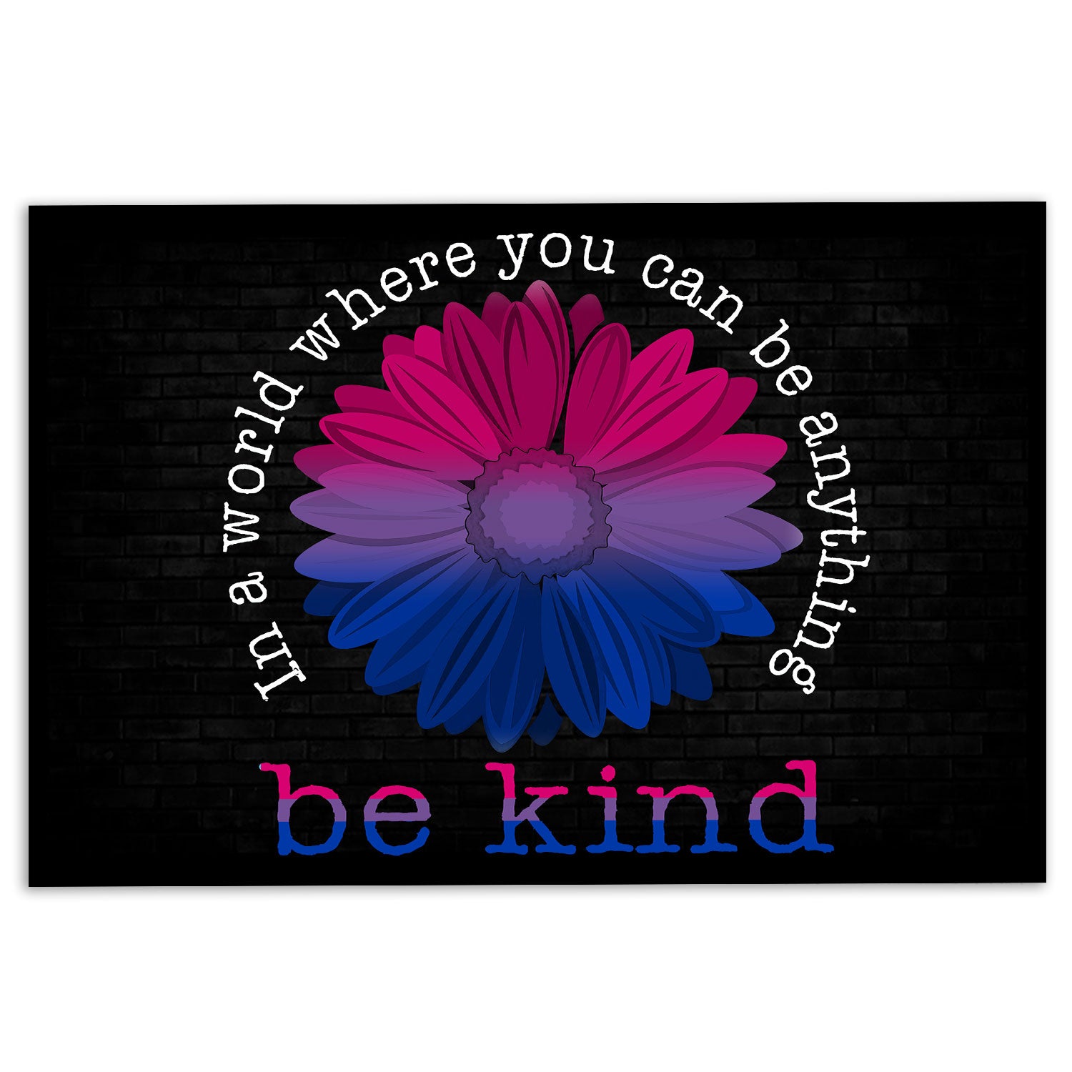 Ohaprints-Doormat-Outdoor-Indoor-Lgbt-Bisexual-Pride-Support-Gift-Idea-Be-Kind-Sunflower-Black-Rubber-Door-Mat-800-18'' x 30''