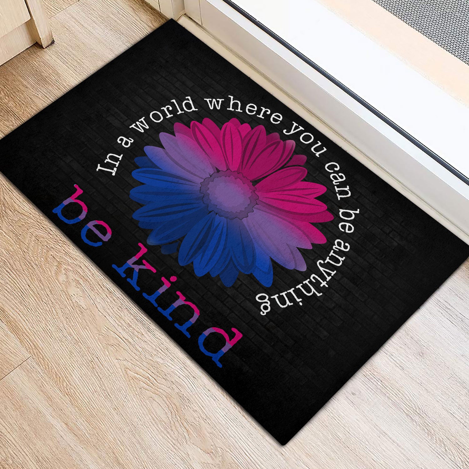 Ohaprints-Doormat-Outdoor-Indoor-Lgbt-Bisexual-Pride-Support-Gift-Idea-Be-Kind-Sunflower-Black-Rubber-Door-Mat-800-