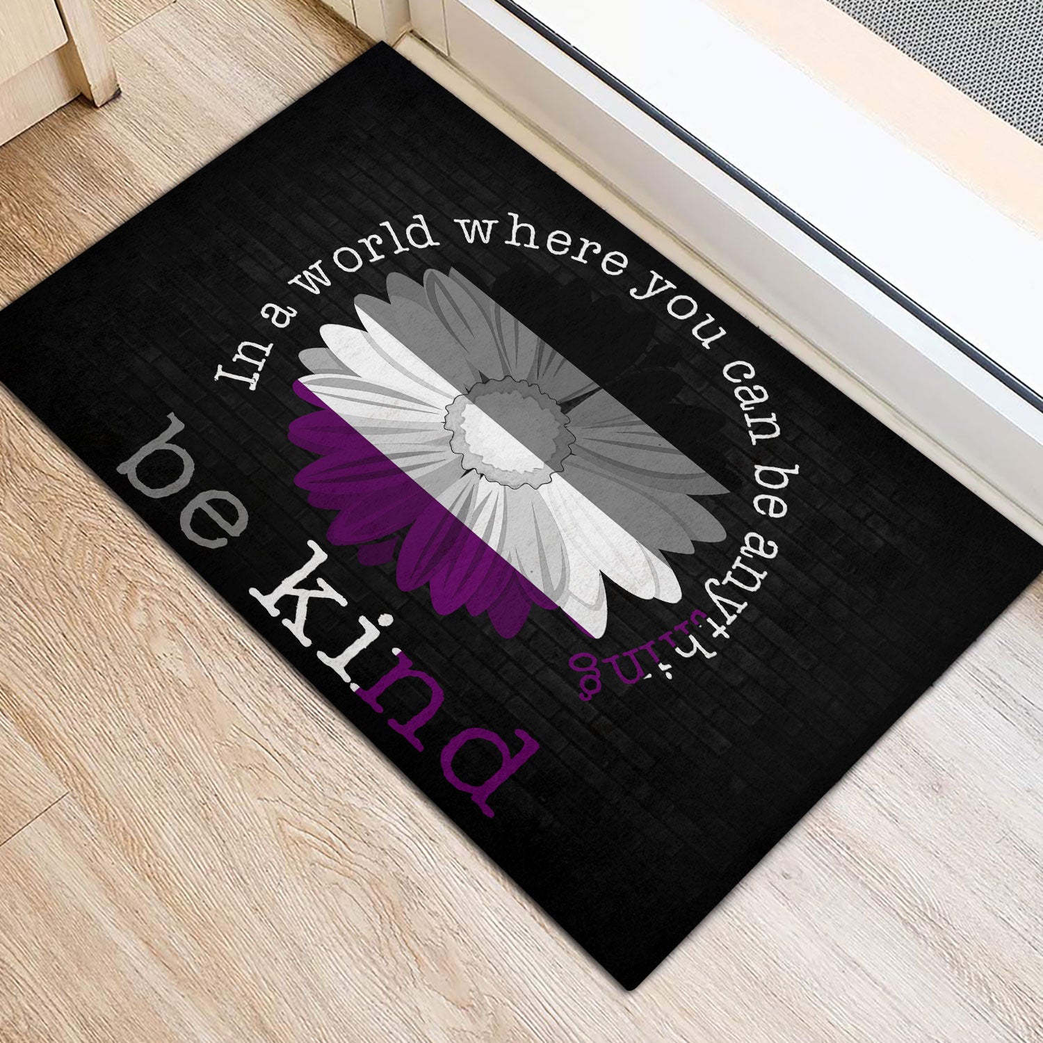 Ohaprints-Doormat-Outdoor-Indoor-Lgbt-Asexual-Pride-Support-Gift-Idea-Be-Kind-Sunflower-Black-Rubber-Door-Mat-802-