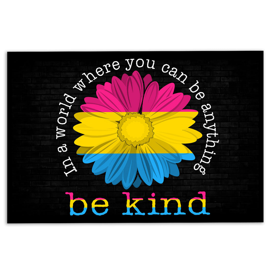 Ohaprints-Doormat-Outdoor-Indoor-Lgbt-Pansexual-Pride-Support-Gift-Idea-Be-Kind-Sunflower-Black-Rubber-Door-Mat-803-18'' x 30''