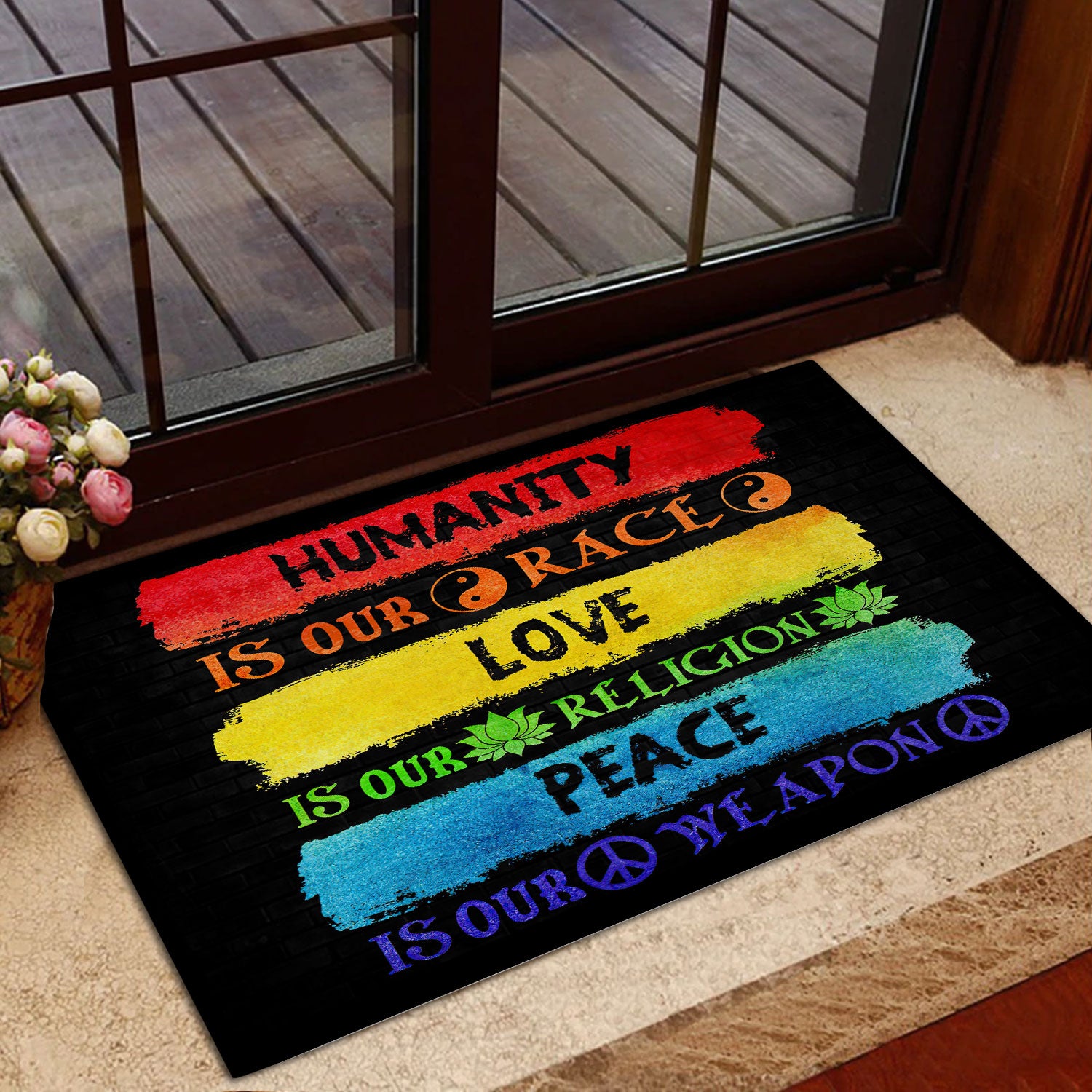 Ohaprints-Doormat-Outdoor-Indoor-Lgbt-Pride-Rainbow-Support-Gift-Humanity-Race-Religion-Love-Rubber-Door-Mat-805-