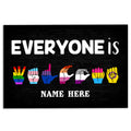 Ohaprints-Doormat-Outdoor-Indoor-Lgbt-Hand-Sign-Pride-Everyone-Welcome-Custom-Personalized-Name-Rubber-Door-Mat-808-18'' x 30''