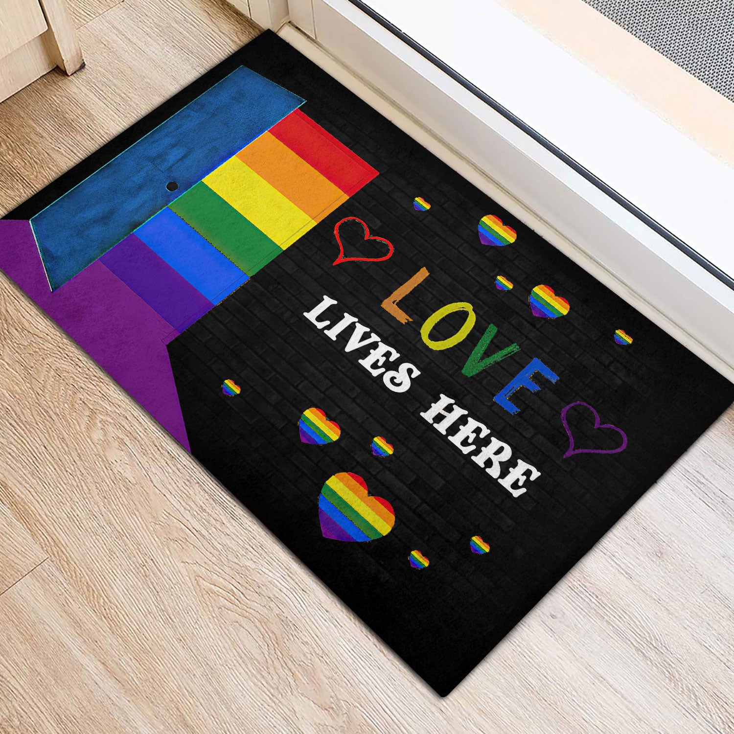 Ohaprints-Doormat-Outdoor-Indoor-Lgbt-Pride-Support-Gift-Idea-Rainbow-Door-Love-Lives-Here-Rubber-Door-Mat-813-