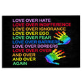 Ohaprints-Doormat-Outdoor-Indoor-Lgbt-Pride-Support-Gift-Idea-Rainbow-Hand-Love-Over-Hate-Rubber-Door-Mat-816-18'' x 30''