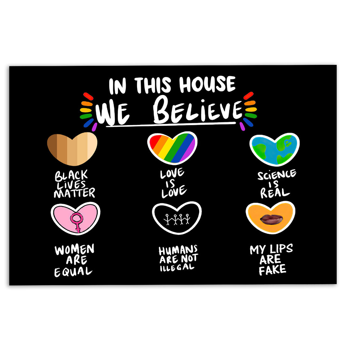 Ohaprints-Doormat-Outdoor-Indoor-Lgbt-Pride-Support-Gift-In-This-House-Blm-Love-Is-Love-Black-Rubber-Door-Mat-818-18'' x 30''